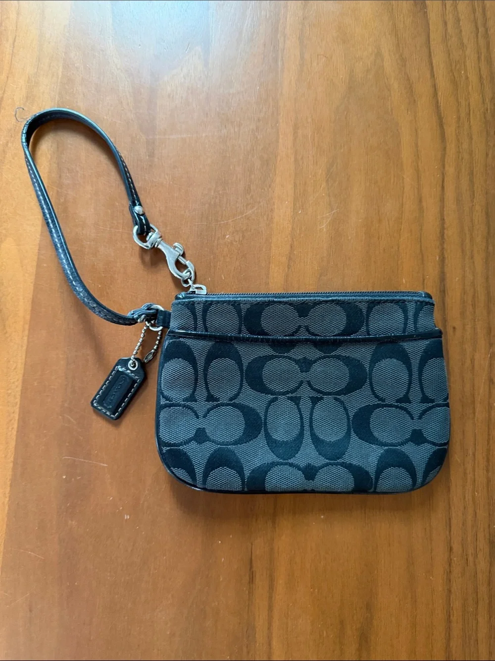 Coach Black and Charcoal Signature Wristlet